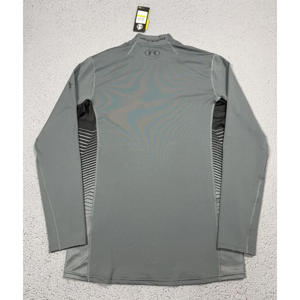 Under Armour ColdGear Reactor Shirt Mens Medium Gray Long Sleeve Mock Neck Top
